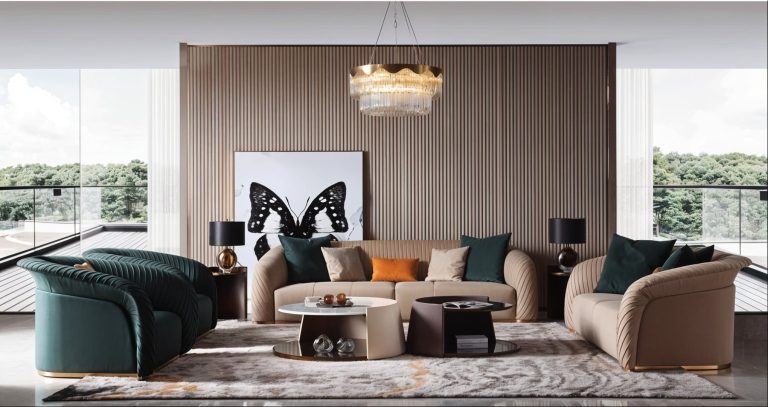 Luxe Harmony Velvet & Chenille Living Room Sofa Set – Modern 5-Piece Ensemble with Accent Tables